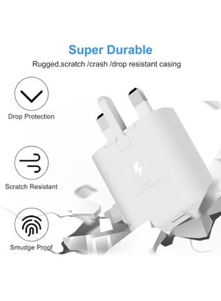 45W Fast Charger Plug for Samsung Galaxy And Other Smartphones, USB C Cable (White) - view 2